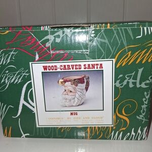 Fitz and Floyd Wood-Carved Santa Mug